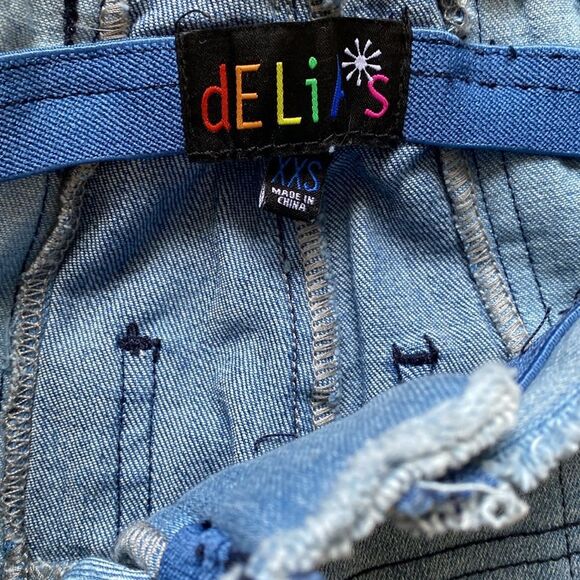 NWOT dELiA*s by Dolls Kill Retro Blue Patchwork High Waist Flare Jeans 70s Vibes - Picture 2 of 4
